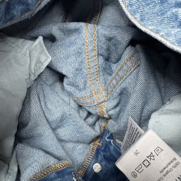 Anine Bing Roy 100% Organic Cotton Raw Hem Button Fly Denim Blue Jeans Size 26 - Picture 13 of 16